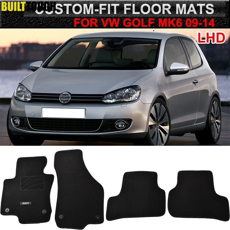 For VW Golf Mk6 GTI 2008 - 2013 LHD Car Floor Mat Mats Carpet Pad Liner Nylon Rubber Backing Front Rear 2009 2010 2011 2012