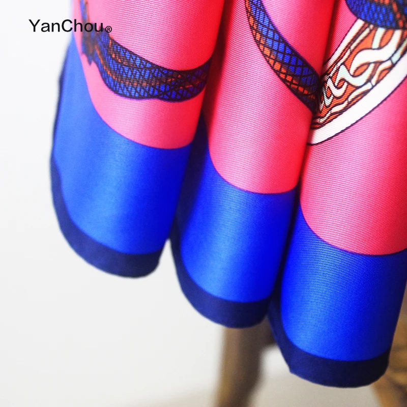 100% шелковый саржевый квадратный Европейский платок женская дизайнерская шаль