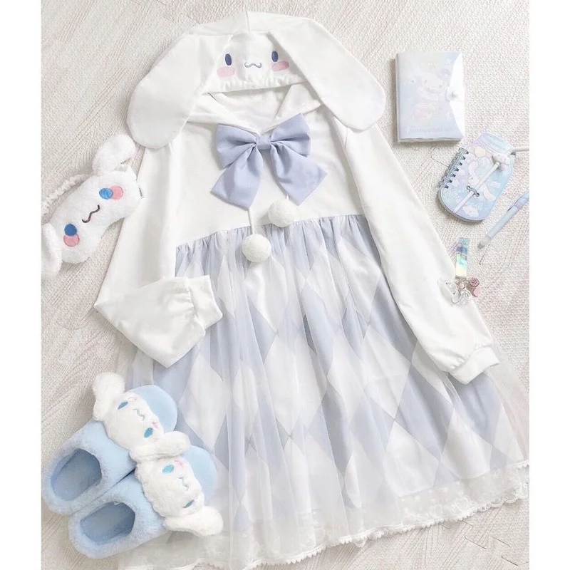 

QWEEK Kawaii Cute Lolita Dress for Girls Japanese Style Sweet Anime Tea Party Dresses Princess Long Sleeve Soft Robe Fille 2021
