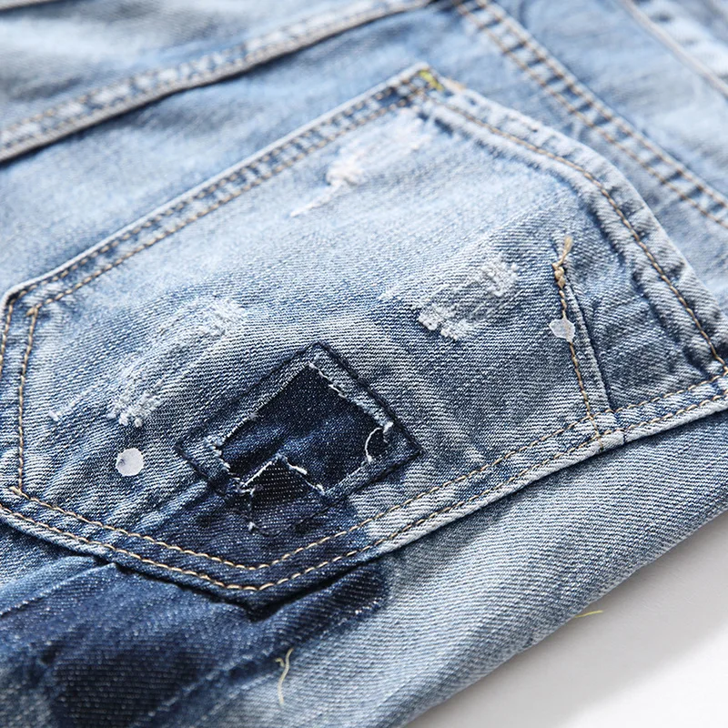 

2020 Men's Jeans New Hole Slim Trousers Denim Elastic Skinny Cotton Male Male Pencil Pants Men Pants Men Jeans Ripped Jeans