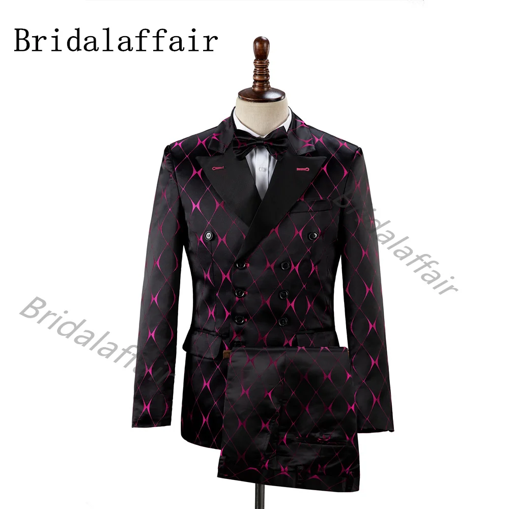 Костюм жениха из блейзера и штанов двубортный темно-розовый | Мужская одежда