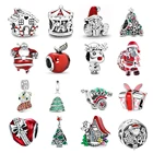 Блестящая Рождественская елка олень Снеговик Милая домашняя Очаровательная Бусина Подходит для оригинального браслета Пандора Серебро 925 