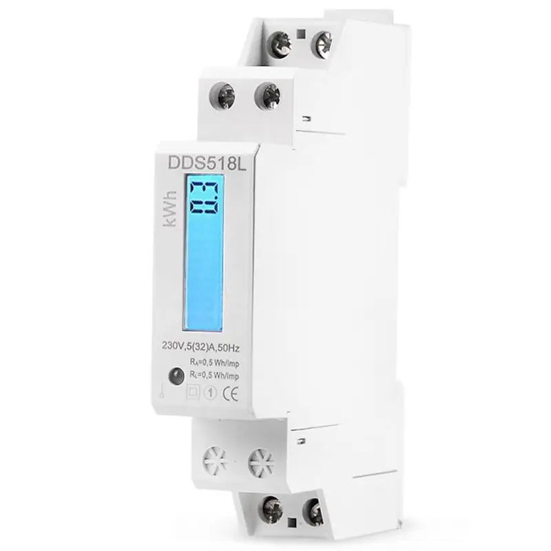 

Single Phase LCD Backlit Wattmeter Power Consumption Watt Energy Meter kWh AC 5-32A 230V 50Hz 110V 60Hz Electric Din Rail Mount