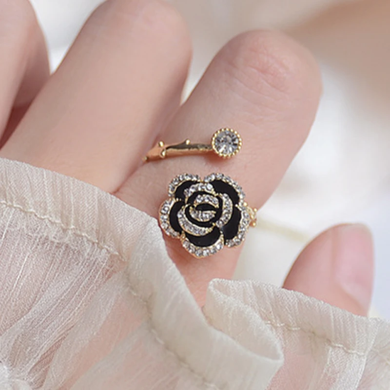 Женское Открытое кольцо с цветком розы винтажное украшение золотого цвета в