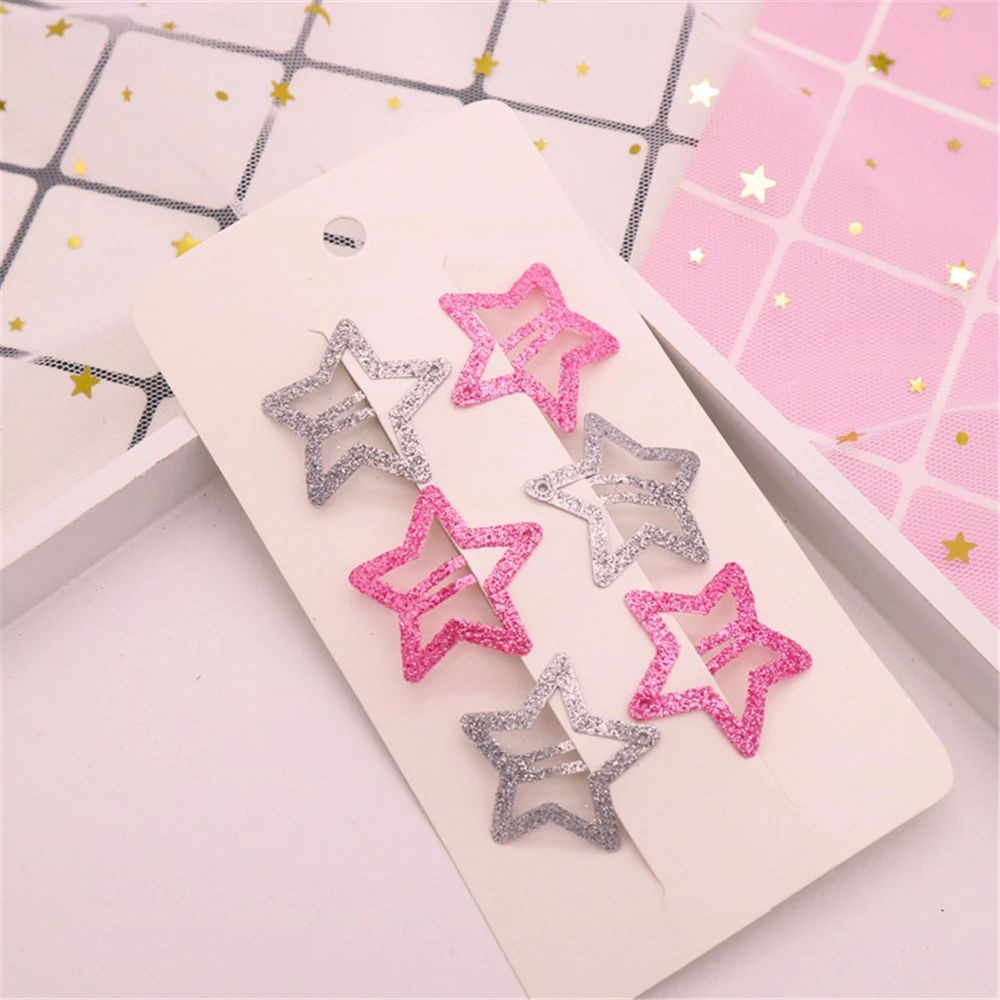 6 шт./компл. заколки для волос в форме звезды металлические с блестками и