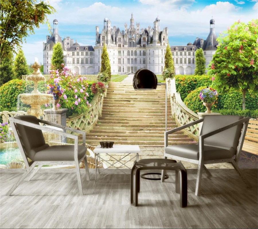 Пользовательские обои 3d большой росписи сад Замок Пейзаж Фон стены гостиной