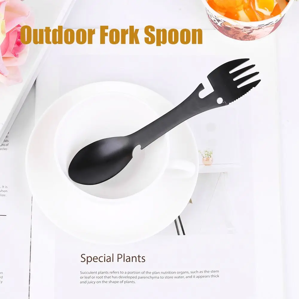 

Practical Stainless Steel Multi-functional Bottle Opener Spoon Camping Survival EDC Kit Outdoor Tool Fork