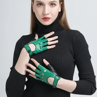 nh spring winter genuine leather gloves women real goatskin fingerless gloves fashion driving motorcycle warm unlined mittens