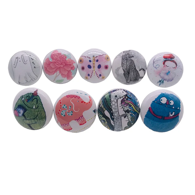 1x Керамическая ручная роспись мультфильм животных дверь детской комнаты ручки и