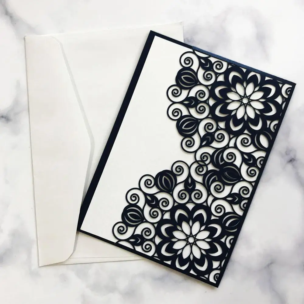 20pcs Exquisite Flower Invitation Card New Style Unique Laser Cut Wedding Invitations Cards Grand Events Party | Дом и сад