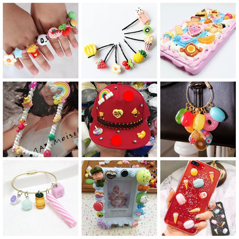 

10/30/50/100pcs Anime Kawaii Fruits Random Mix Resin Christmas Gift Chocolate Color Dessert Beads DIY Phone Jewelry Material Toy