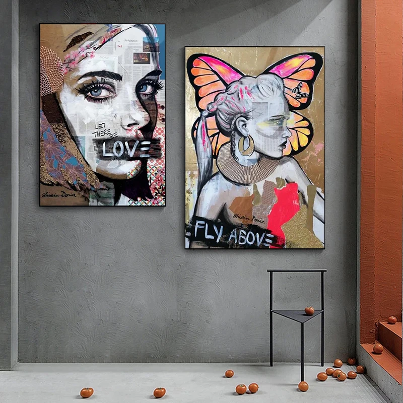 

Modern Graffiti Pop Art Poster Colorful Abstract Girl Abstract Canvas Mural Painting Graffiti Style Picture Room Home Decor