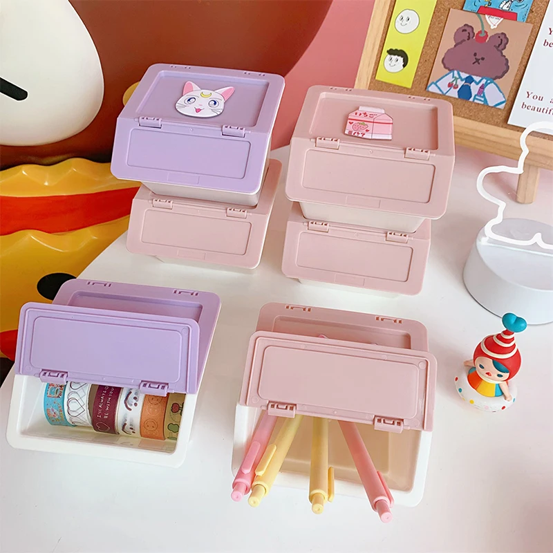 

Anime Sailor Moon Cosplay Cute Girl Heart Students Desktop Mini Storage Box Pink Storage Bucket Gifts For Girlfriend Wholesale