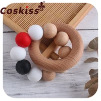 coskiss baby teethering glue silicone wristband bead bracelet teething ring wristband chew toy molar stick baby sensory toy