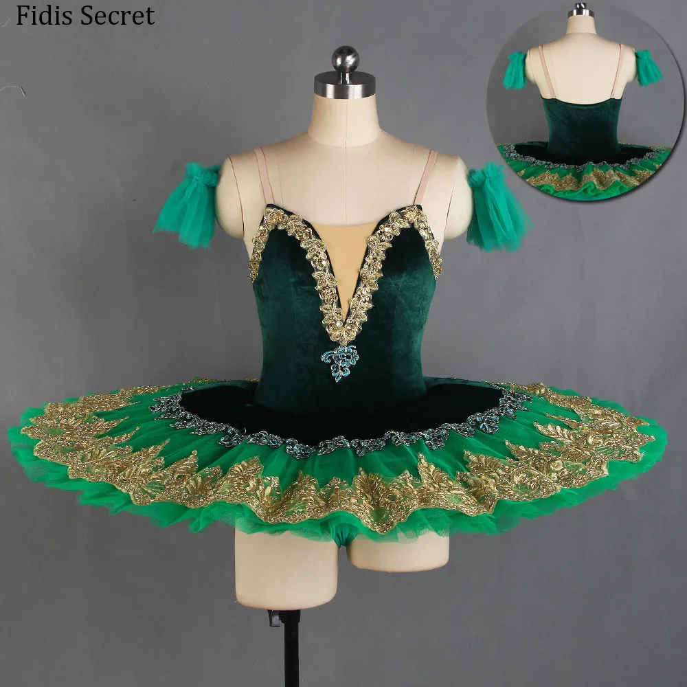 

Green Classical Pancake Ballet Tutu Overlay,Girls Ballerina GDC Competition Stage Costumes,Female YAGP Professional Tutu Dress
