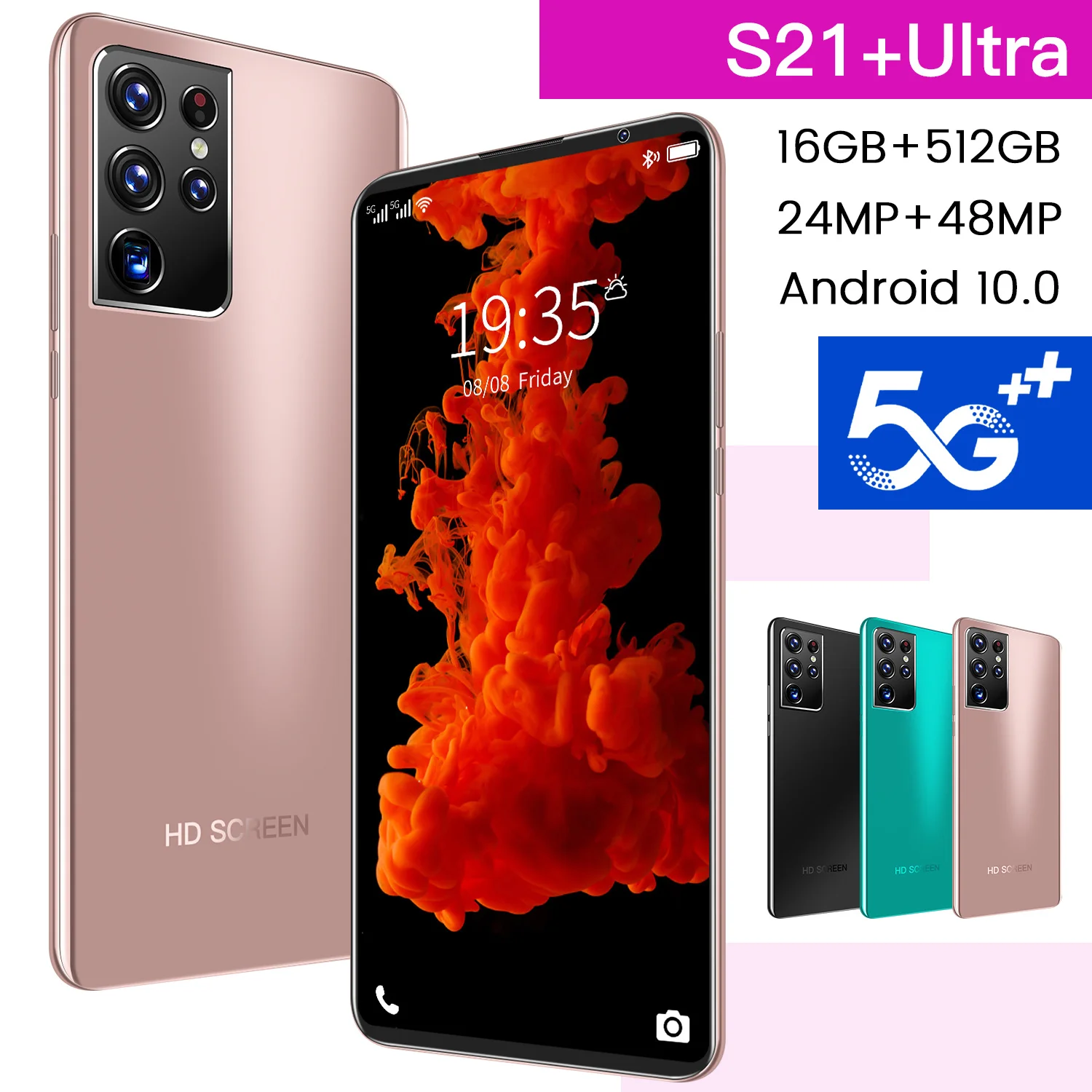 

Original Phone S21+6.8 Inch Smartphone Full Screen Unlocking 16G+512G Android Phone Bluetooth Wireless Headset 5G Network Phone