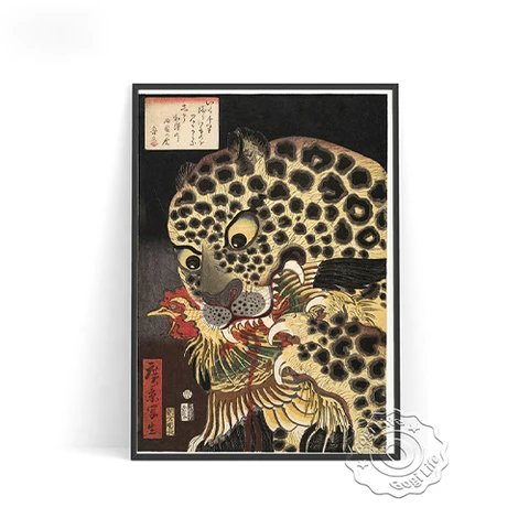 Выставочный постер муниципального музея утагава хирокаге, Постер тигра риококу, японская художественная живопись укиё-э эпохи