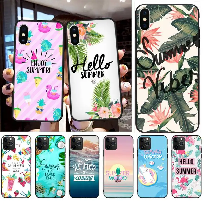 

Hello Cool Summer Beach Sea TPU black Phone Case Cover Hull for iPhone 11 pro XS MAX 8 7 6 6S Plus X 5S SE 2020 XR case