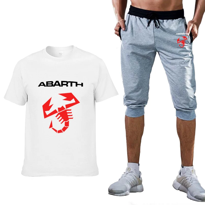 

Summer Men T Shirts ABARTH Car Logo Print Casual Cotton Short Sleeve pulloverMen T-shirt pants suit Men Clothing