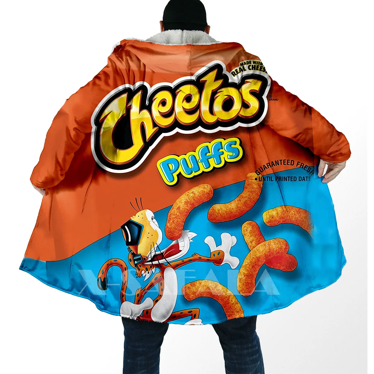 

Funny Food Snack Cheetos All Over 3D Printed Thick Warm Overcoat Coat Hooded Cloak for Men Windproof Fleece Unisex Casual-3