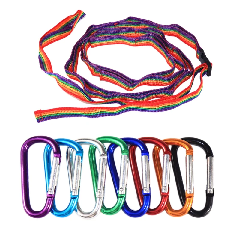 

Туристический ремешок для хранения, наружный шнурок с пряжкой 19 D-образных колец для семейного домов на колесах, прицепа, подвесное снаряжен...