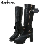 sorbern made to order punk boots women block heels rubber sole knee high unisex boot thick platform custom wide or slim fit legs