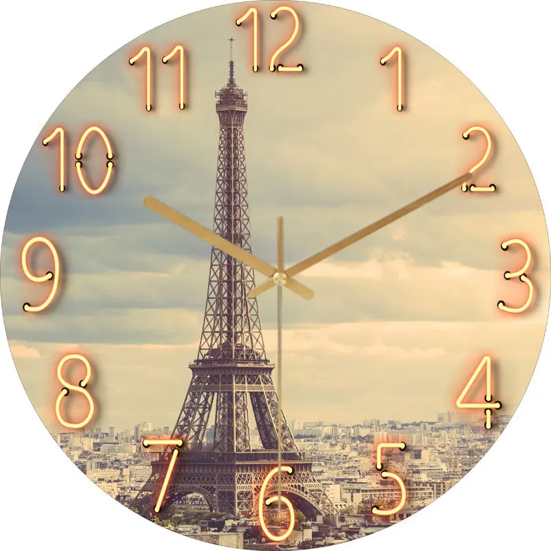 

Glass Living Room Wall Clock Quartz Clock Pocket Watch Modern Minimalist Mute Clock