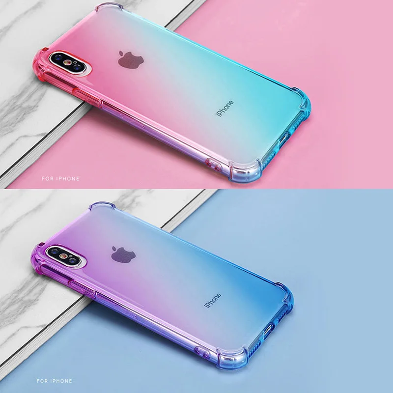 Градиент ультратонкие чехлы для iPhone 11Pro Max6 6S 7 8 Plus X XS Max XR мягкий защитный TPU