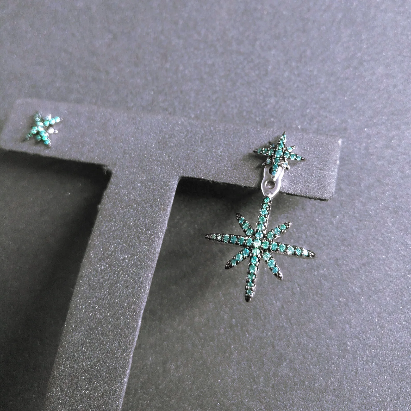

popzone s925 sterling silver lake blue three Star necklace six-pointed star earrings earrings Star shape bracelet sweater chain