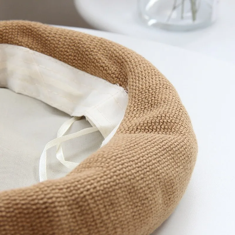 

ladies spring summer Japanese knitted Breathable beret hat British retro solid color octagonal all-match painter hat