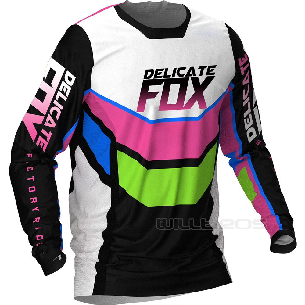 

Moto Cross Race Podium Jersey Motocross Long Sleeve Delicate Fox Mountain Bicycle Offroad Downhill Bike Cycling T Shirt Mens