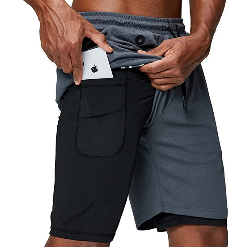 

2 in 1 Men's Running Shorts 2021 Summer Double Deck Sports Quick drying Shorts Fitness Camouflage Jogging Men's Sports Shorts