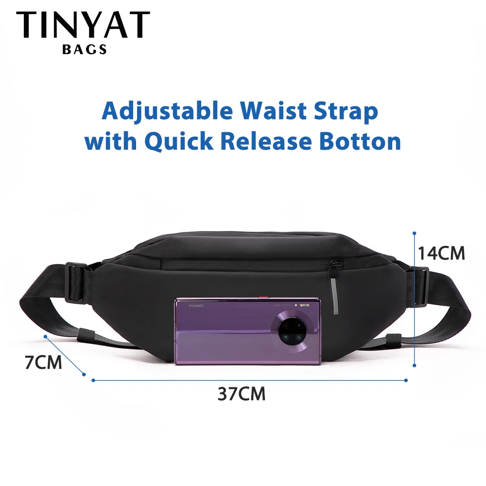 

TINYAT Men 's Chest Bag Anti-thef New Multifunction PU Waist Bag for Sports Male Waterproof Outside Fanny Bag pack Shoulder Bag