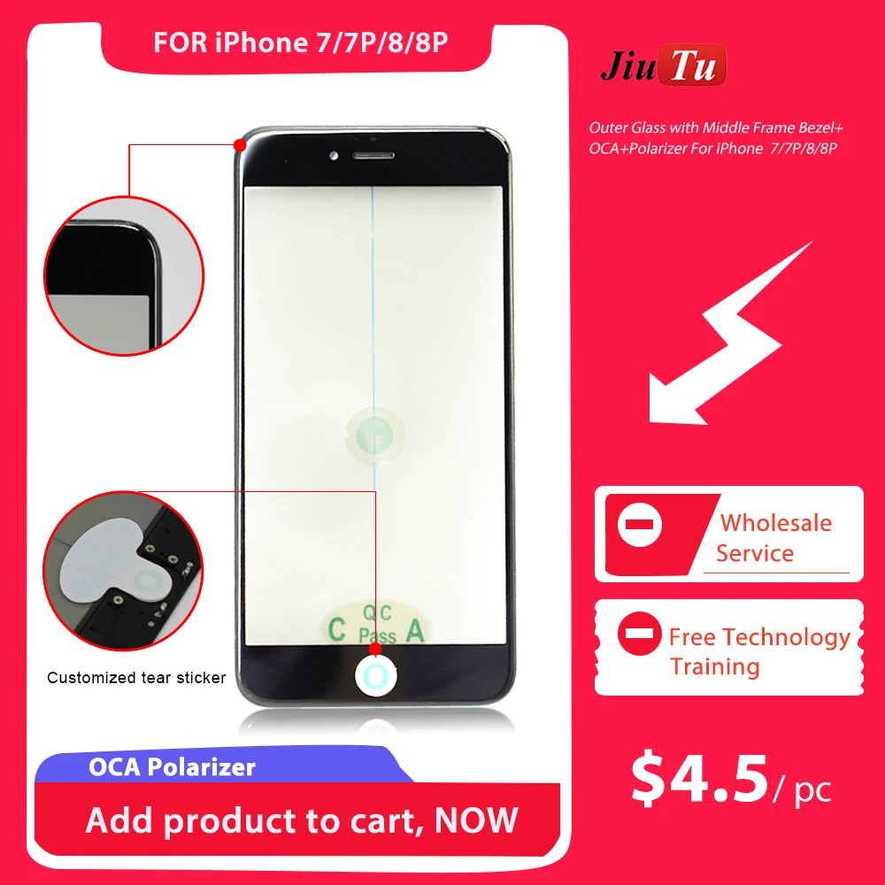 Оригинальное 4 в 1 холодное прессование фронтальный экран внешнее стекло с рамкой