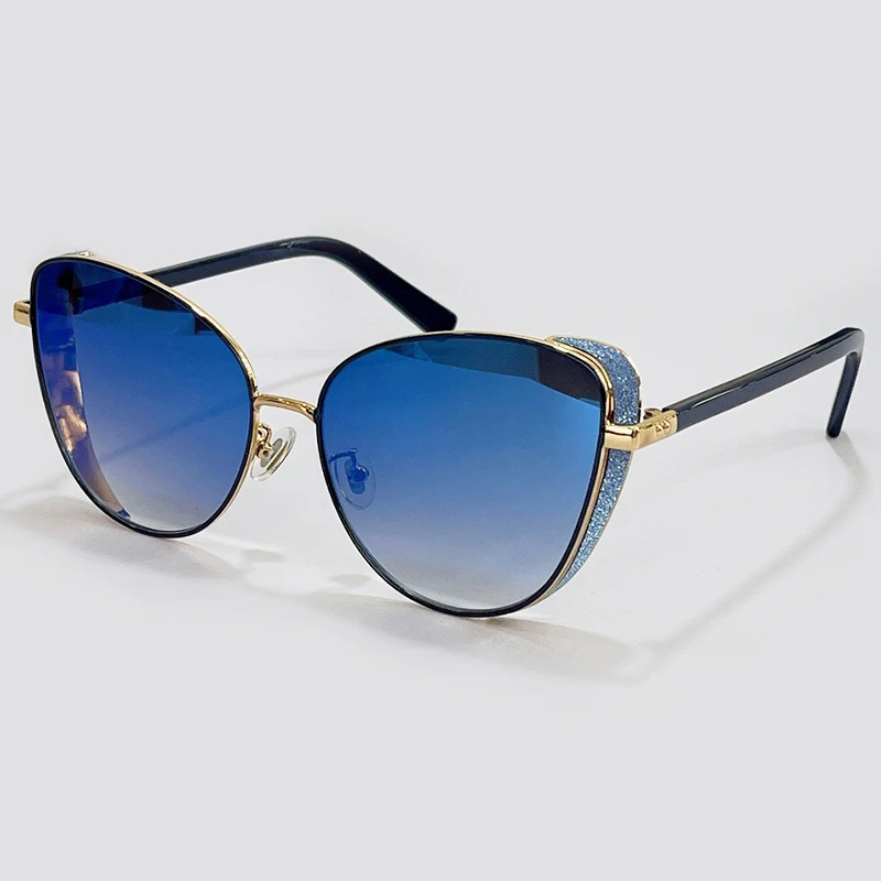 

New Fashion Cat Eye Sunglasses Women Men Brand Designer Luxury Bling Sun Glasses With Chain Female gafas de sol hombre UV400