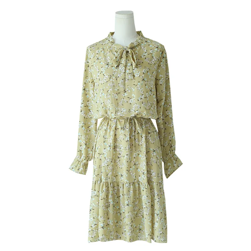 Новинка 2019 темпераментное женское шифоновое приталенное платье со стоячим