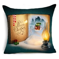 christmas snow view cabin series decorative pillowcase home holiday decoration gift sofa cushion cover 45x45cm