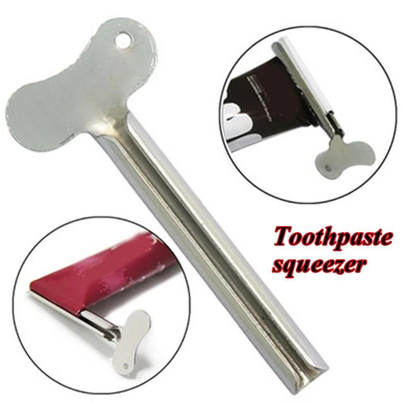 

1/2pcs Stainless Steel Toothpaste Squeezer Bathroom Accessories Facial Cleanser Toothpaste Tube Rolling Press Squeezer Dispenser