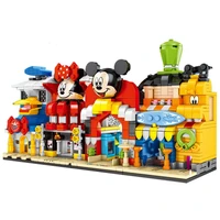 disney 4in1 sets mickey mouse donald duck building blocks goofy modle shop store castle streetscape lake city bricks toys gifts
