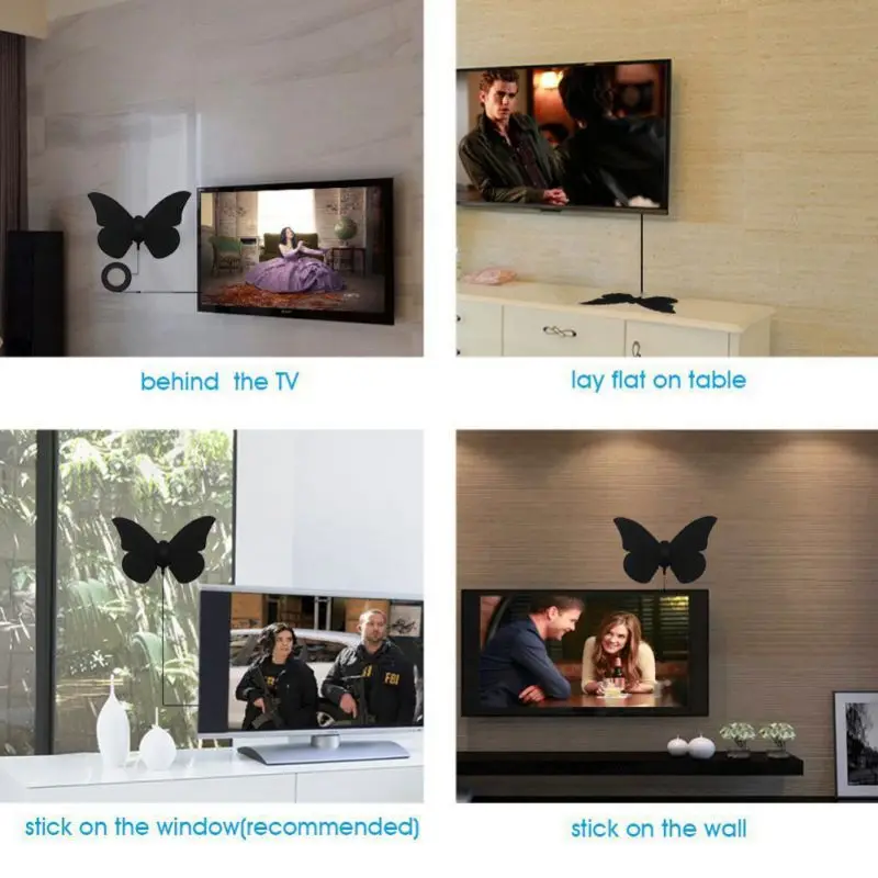 

2019 TV Antenna Butterfly Shape 1080P High Definition Indoor Digital Signal Amplifier Cables