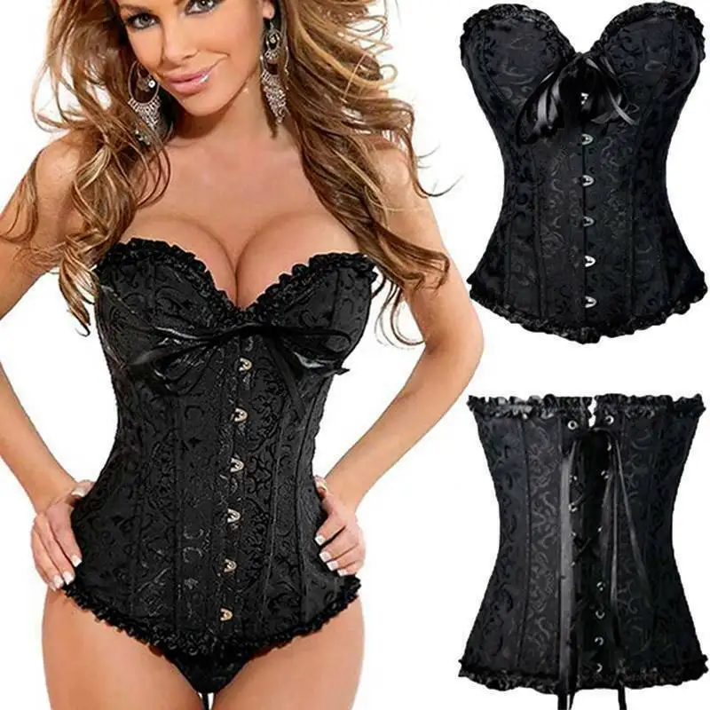 

Corset Women Bustier Corset Sexy Overbust Sexy Lace Plus Size Erotic Zip Victorian Lingerie Brocade Lace Up Costume Floral Tops