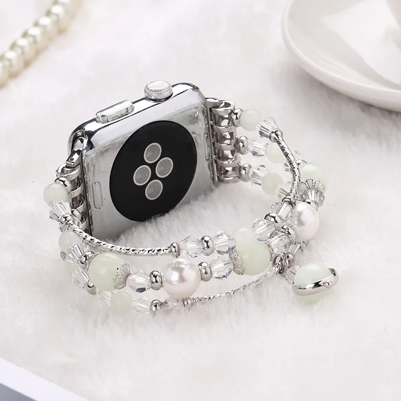 Высококачественный фосфоресцирующий агатовый ремешок для Apple watch 40 мм, сменный наручный женский модный ремешок с адаптерами 38 мм 42 мм 44