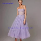 Светильник-фиолетовые Вечерние платья до середины икры, Соблазнительные вечерние платья для выпускного вечера для женщин, платья для выпускного вечера