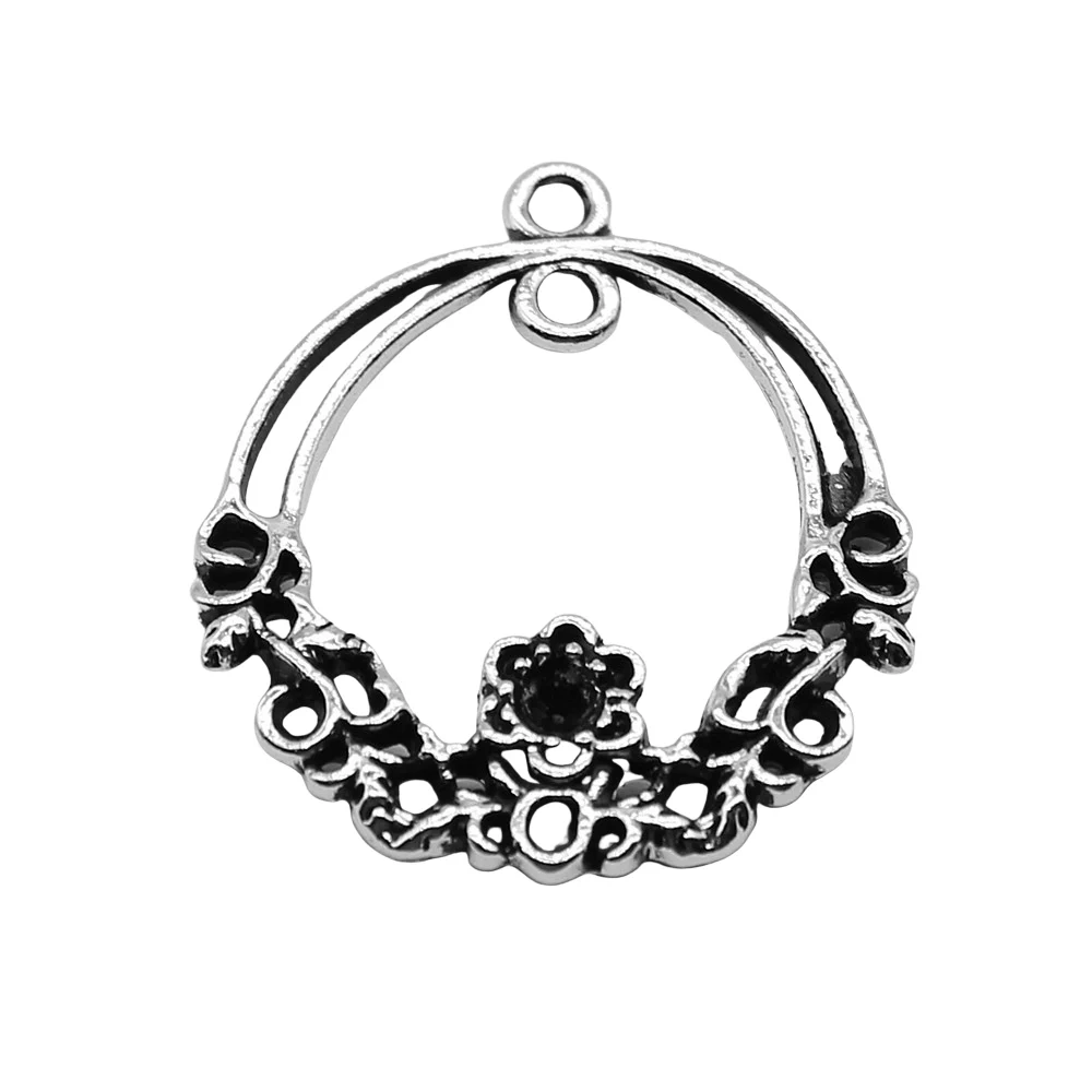 

6pcs Charms Porous Earring Connector Antique Silver Color Alloy Diy Jewelry Making Accessories 25x29mm