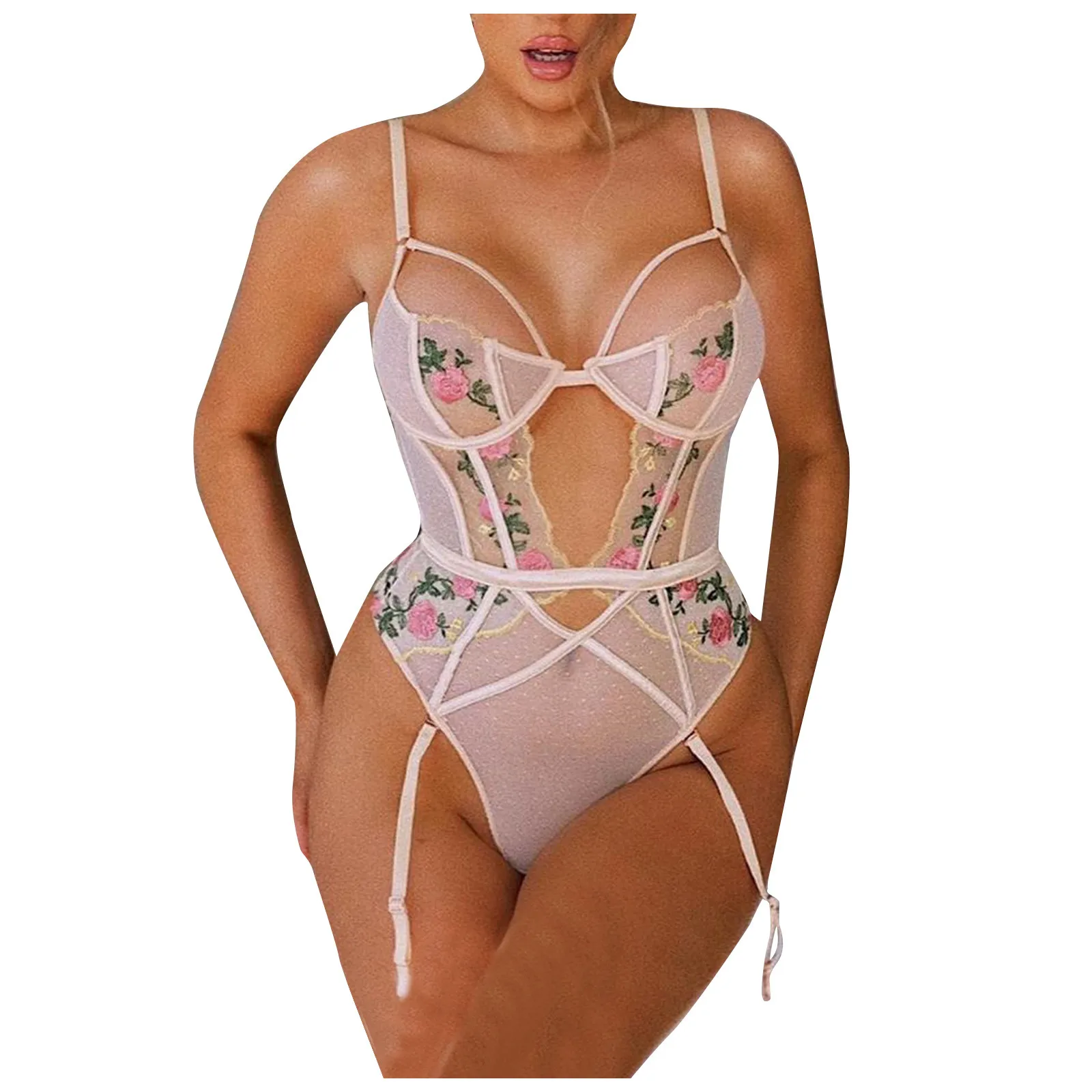 

Corset Woman Sexy Embroidery Stitching Lingerie Bodysuit Hotest Ladies Fashion Lace One-piece Underwear Set