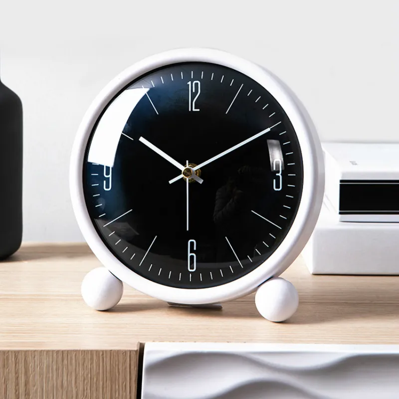 

Nordic Minimalist Table Clock Silent Creative Small Desk Clock Kids Metal Bedroom Clocks Reloj Escritorio Retro Clock AC50TC