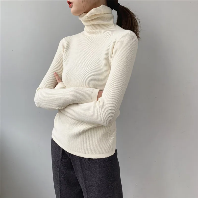 

Autumn and Winter New Slim Turtleneck Bottoming Shirt Women Casual Sweater Female Knit Pullover Tops NS1804