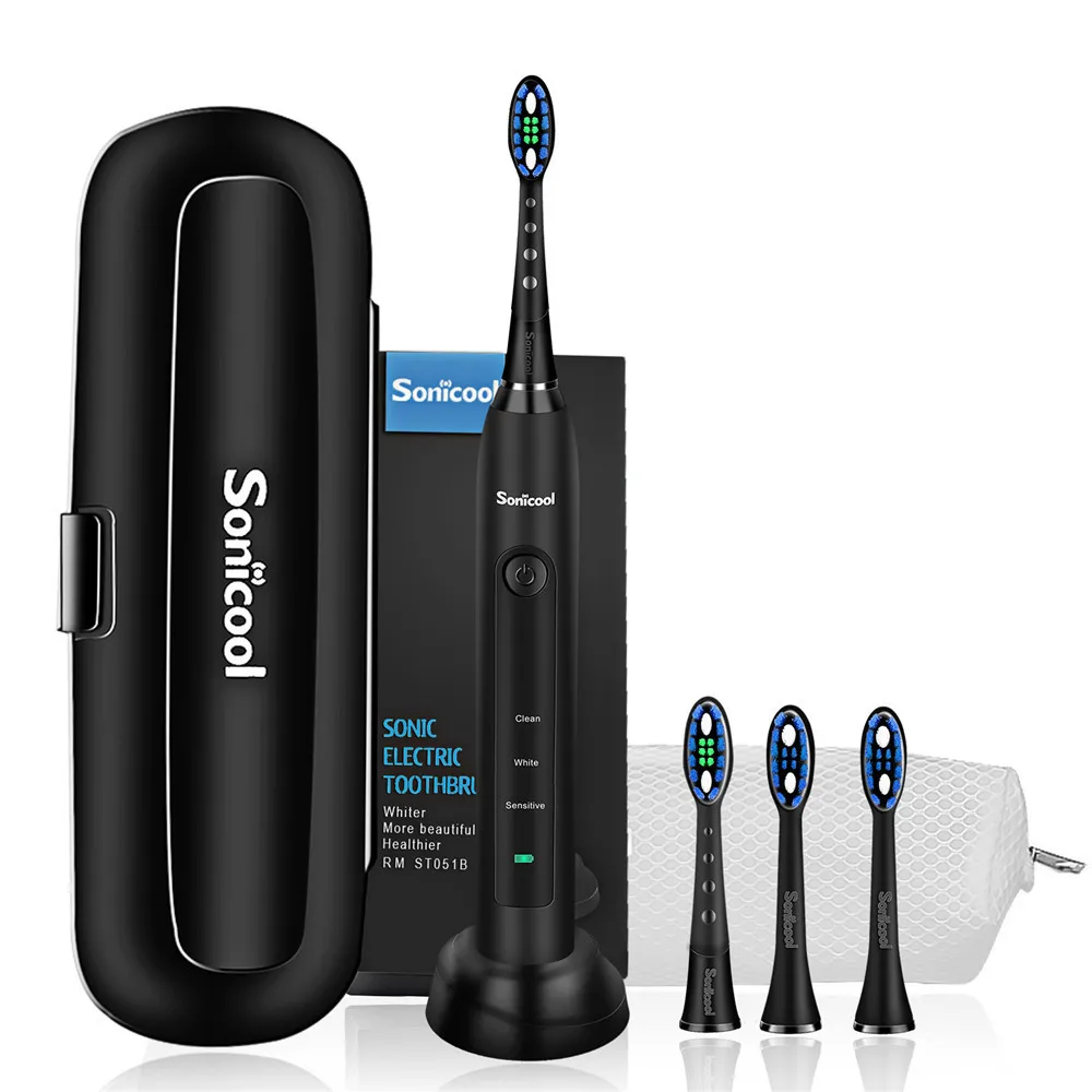 Sonic ool Новинка 051B ультра звуковая электрическая зубная щетка USB перезаряжаемая зубная щетка с 4 запасными головками DuPont