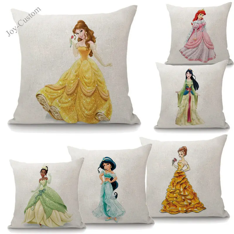 Фея в стиле принцесс с принтом декоративная подушка Лен Крышка для софы стула