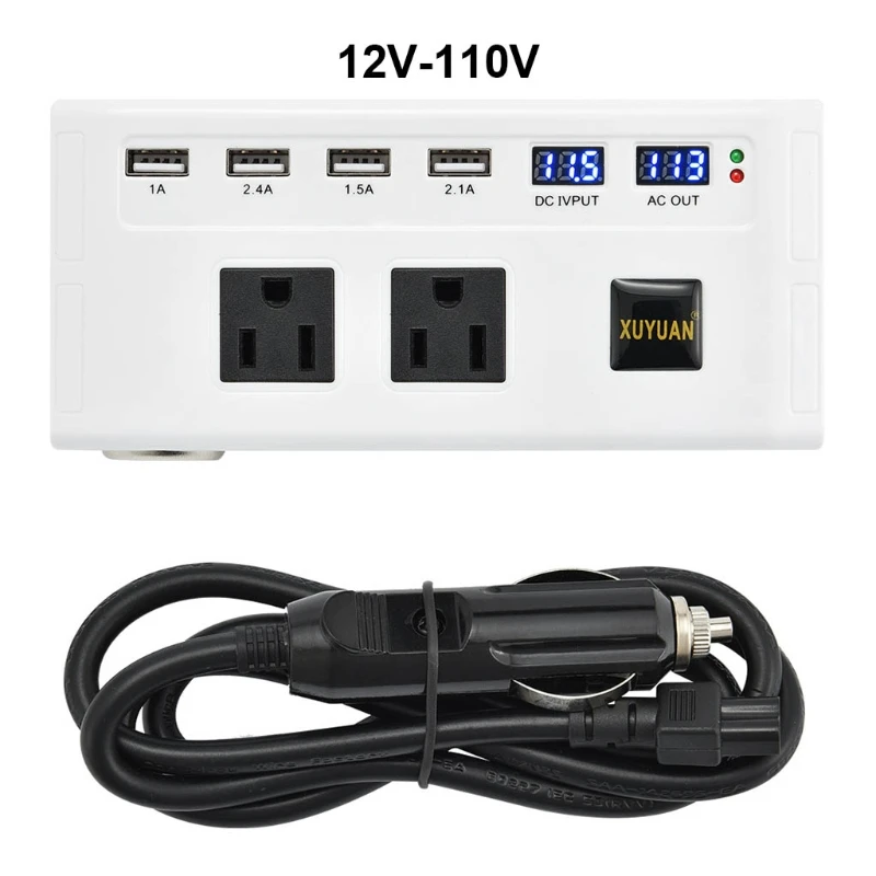 Автомобильный преобразователь напряжения 200 Вт 12 В постоянного тока в 110 В/220